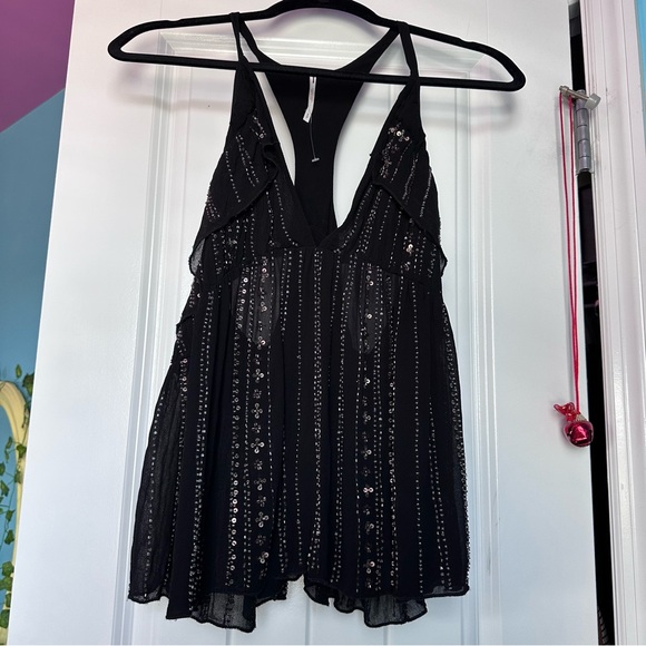Free People Black Sequins Top - Picture 1 of 5